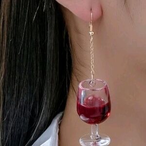 MODCLOTH 3D WINE MERLOT GLASS EARRINGS